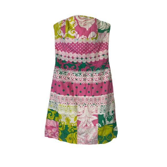 Lilly Pulitzer Dresses & Skirts - Lilly Pulitzer Women's Strapless Pink Green White Ocean Themed Dress Size 2